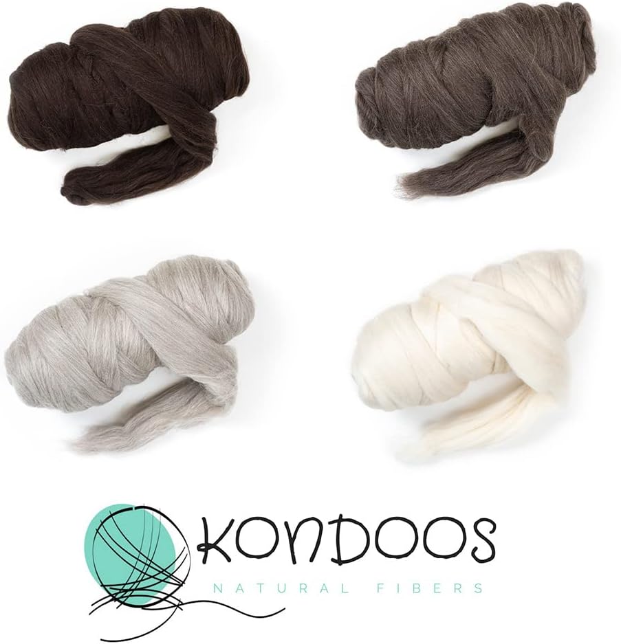 Natural Wool Bulk roving, 4 lb. Best Wool for Spinning, arm Knitting, Felting, Chunky Blankets and Tapestry. Natural Colors, un-Dyed. (Mocha, 4 lb)