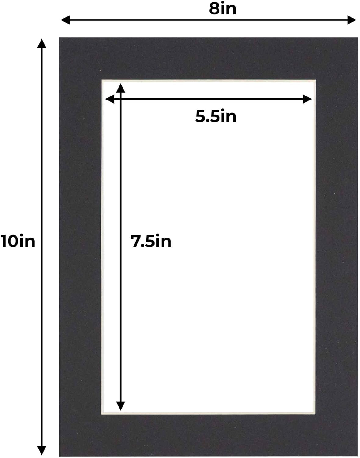 6x8 Mat for 8x10 Frame - Precut Mat Board Acid-Free Show Kit with Backing Board, and Clear Bags Black 6x8 Photo Matte Made to Fit a 8x10 Picture Frame Matboard for Framing, Pack of 1 Mat