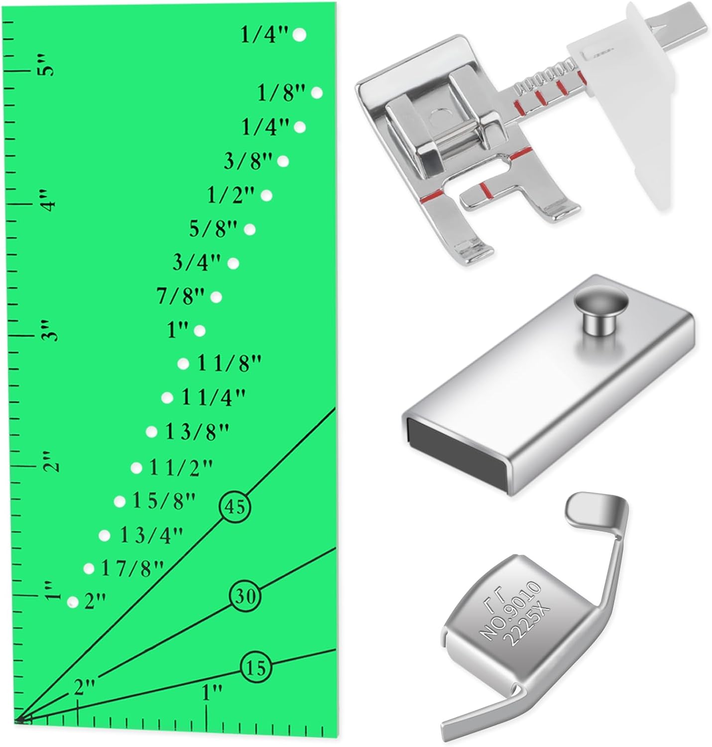 Adjustable Magnetic Seam Guide Ruler, 4-Piece Sewing Machine Accessory Set for Beginners & Professionals