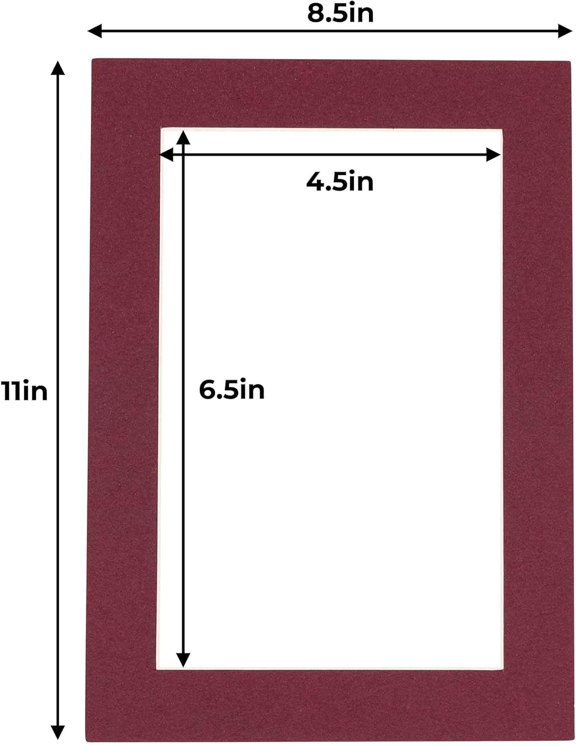 5x7 Mat for 8.5x11 Frame - Precut Mat Board Acid-Free Show Kit with Backing Board, and Clear Bags Maroon 5x7 Photo Matte Made to Fit a 8.5x11 Picture Frame Matboard for Framing, Pack of 1 Mat