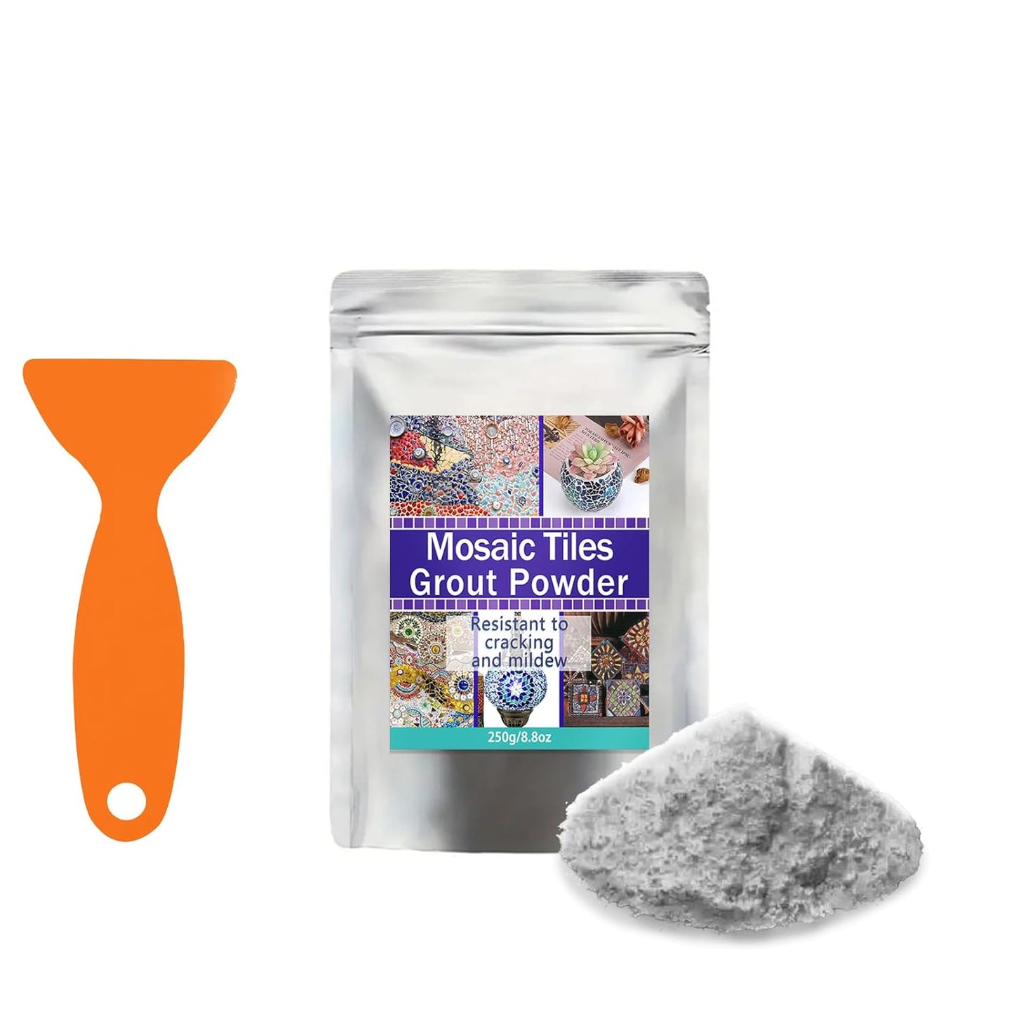 Mosaic Grout, Mosaics Tile Tools, Mosaic Tile Accessories – Essential for Handmade Grouting and Perfect for DIY Craft Projects (Gray, 250G)