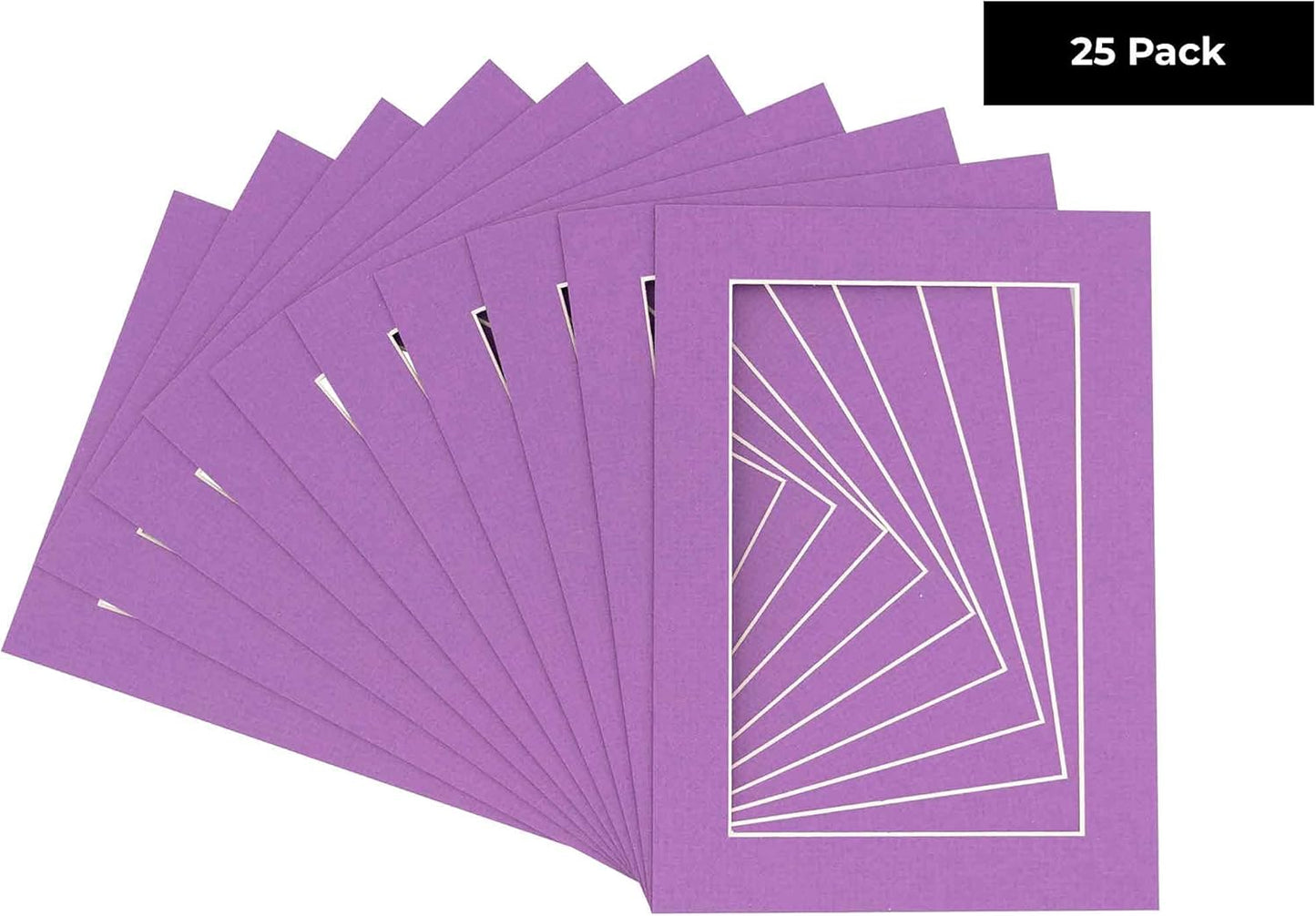 5x7 Mat for 8.5x11 Frame - Precut Mat Board Acid-Free Show Kit with Backing Board, and Clear Bags Dark Purple 5x7 Photo Matte Made to Fit a 8.5x11 Picture Frame Matboard for Framing, Pack of 25 Mats