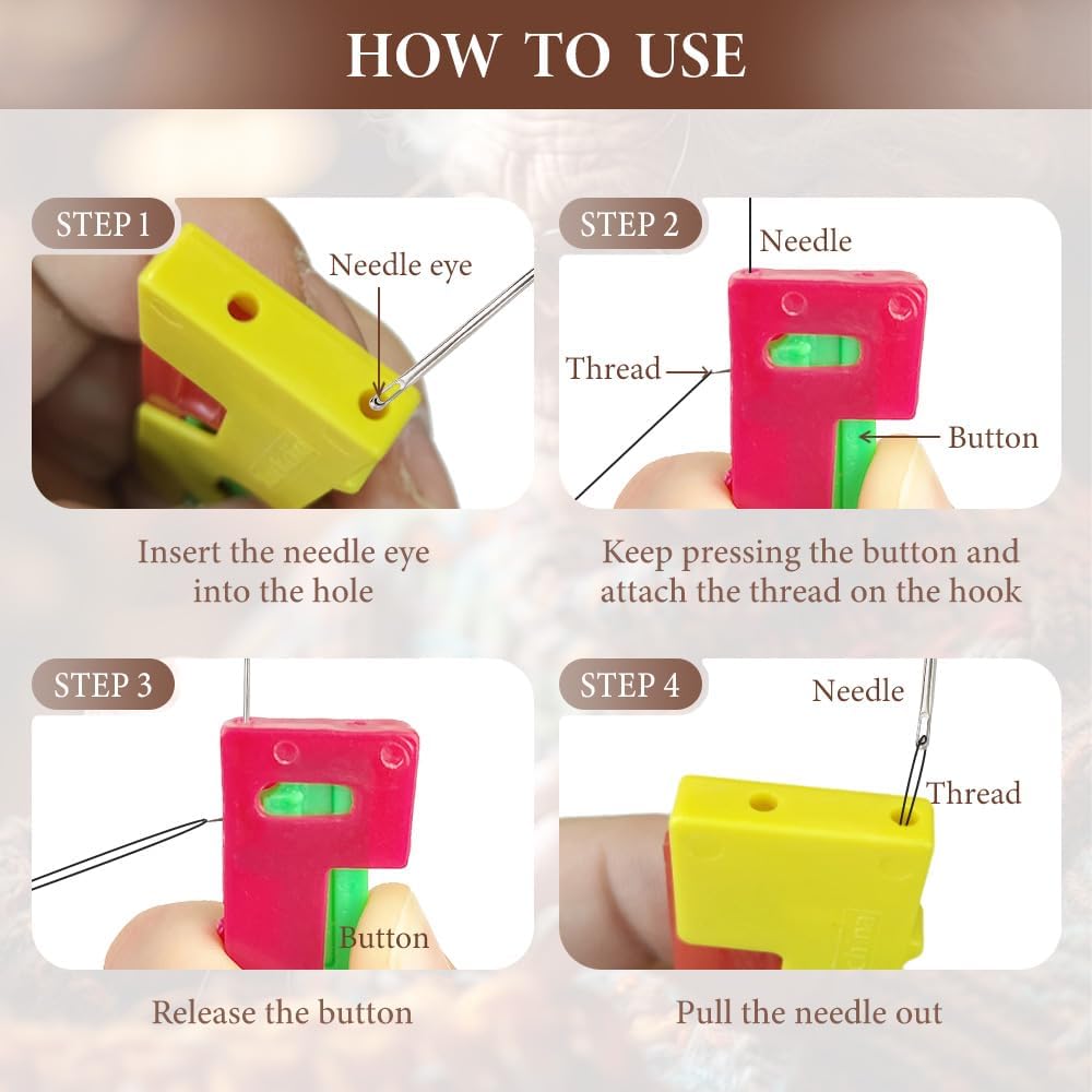 Automatic Needle Threader,2024 New Plastic Needle Threaders,Used to Quickly Thread The Thread Into The Needle Hole, Suitable for The Elderly and Those Who Like to Do Needlework(Random Color) (3 PCS)