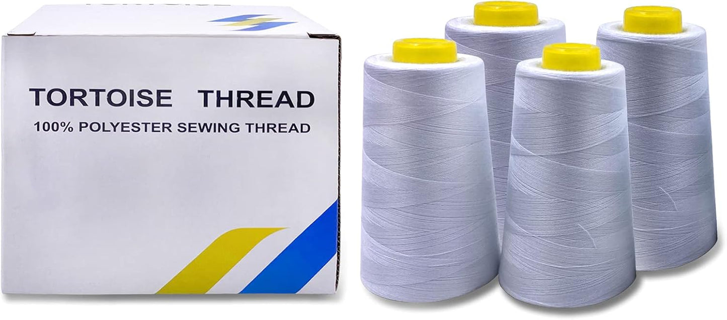 Tortoise 4 Cones of 3000 Yards Each Spool Thread for All Purpose, Serger, Overlock, Quilting, Sewing Machine - 40S/2 Black 100% Polyester