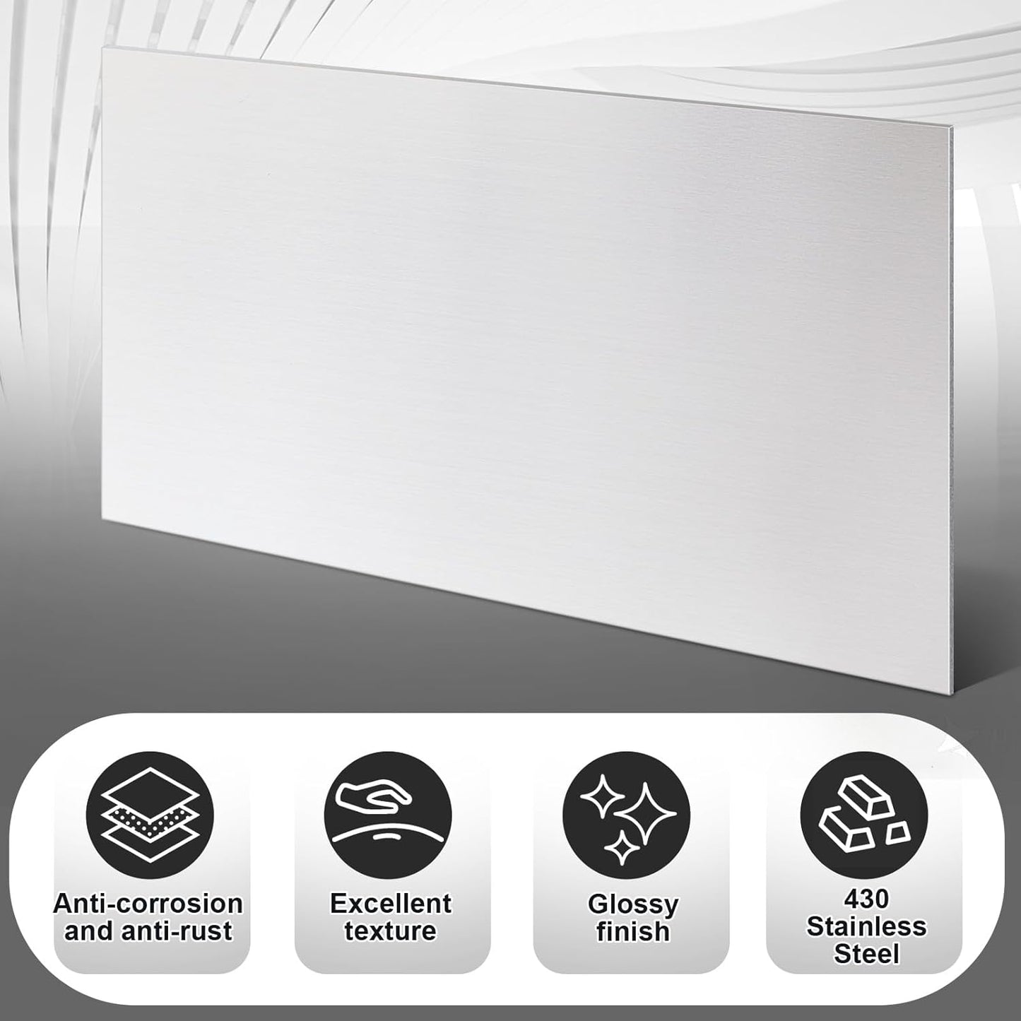 1 Pcs 430 Stainless Steel Sheet Metal 10 x 8 Inches 24GA Metal Plates Panel #4 Brushed Finish Magnetic Mount Board Wall Food Truck Restaurant Crafting Kitchen Floor Trailer Garage Gym