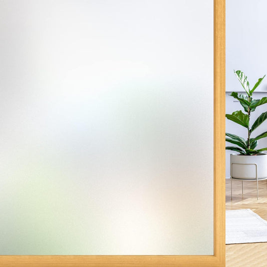 rabbitgoo Window Privacy Film, Frosted Glass Window Clings, Static Cling UV Heat Blocking Door Stickers for Home Bathroom, Removable Indoor Decal Coverings Day and Night, Pure, 29.5 x 78.7 Inches