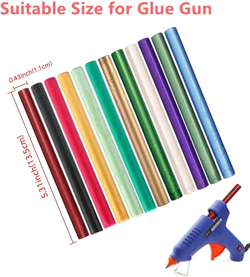 Wax Seal Sticks, Afobby 15 Pieces Glue Gun Sealing Wax Sticks for Wax Seal Stamp, Red Orange Wax Sealing Sticks for Wedding Invitations, Cards, Envelopes