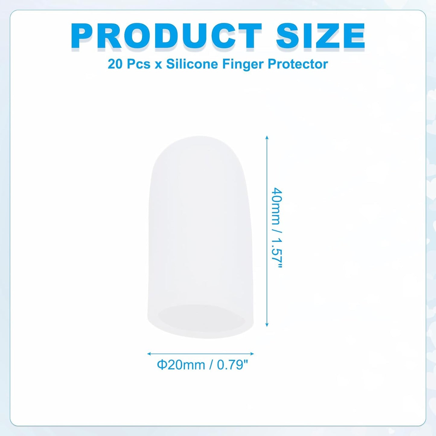 PATIKIL Gel Finger Cots 1.6"x0.79", 20 Pcs Silicone Finger Protector Support Finger Sleeve Cushions Thumb Protector Covers Fingertip Caps Gloves for Finger Cracking, White