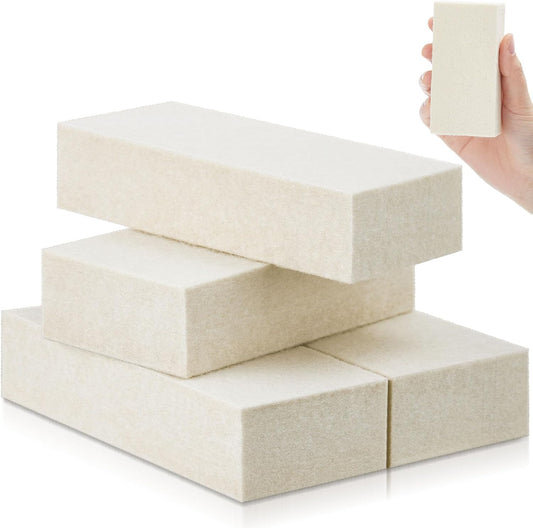 4 Pcs Thickened Felt Blocks Wool Soft Felt Squeegee Automotive Vinyl Wrapping Tool 1'' x 2'' x 4'' White Film Installing Tool for Sandpaper Sanding Polishing for Window Tinting No Scratches