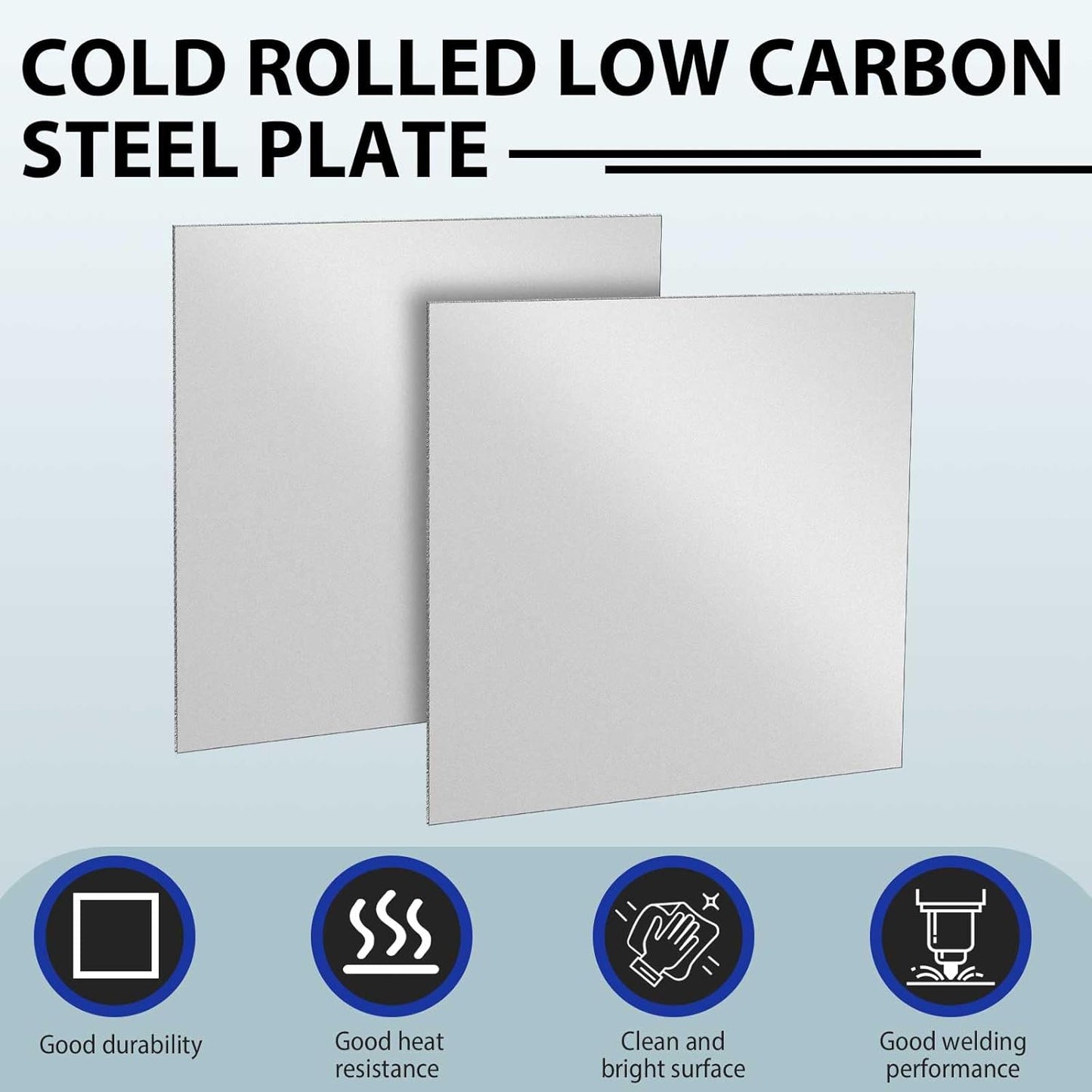2 Pcs 16 Gauge 6 x 6 Inch Metal Steel Sheet Steel Plate Mild Carbon Cold Rolled Square Weldable Metal Panels for Outside Industrial DIY Use Projects Weld Accessories