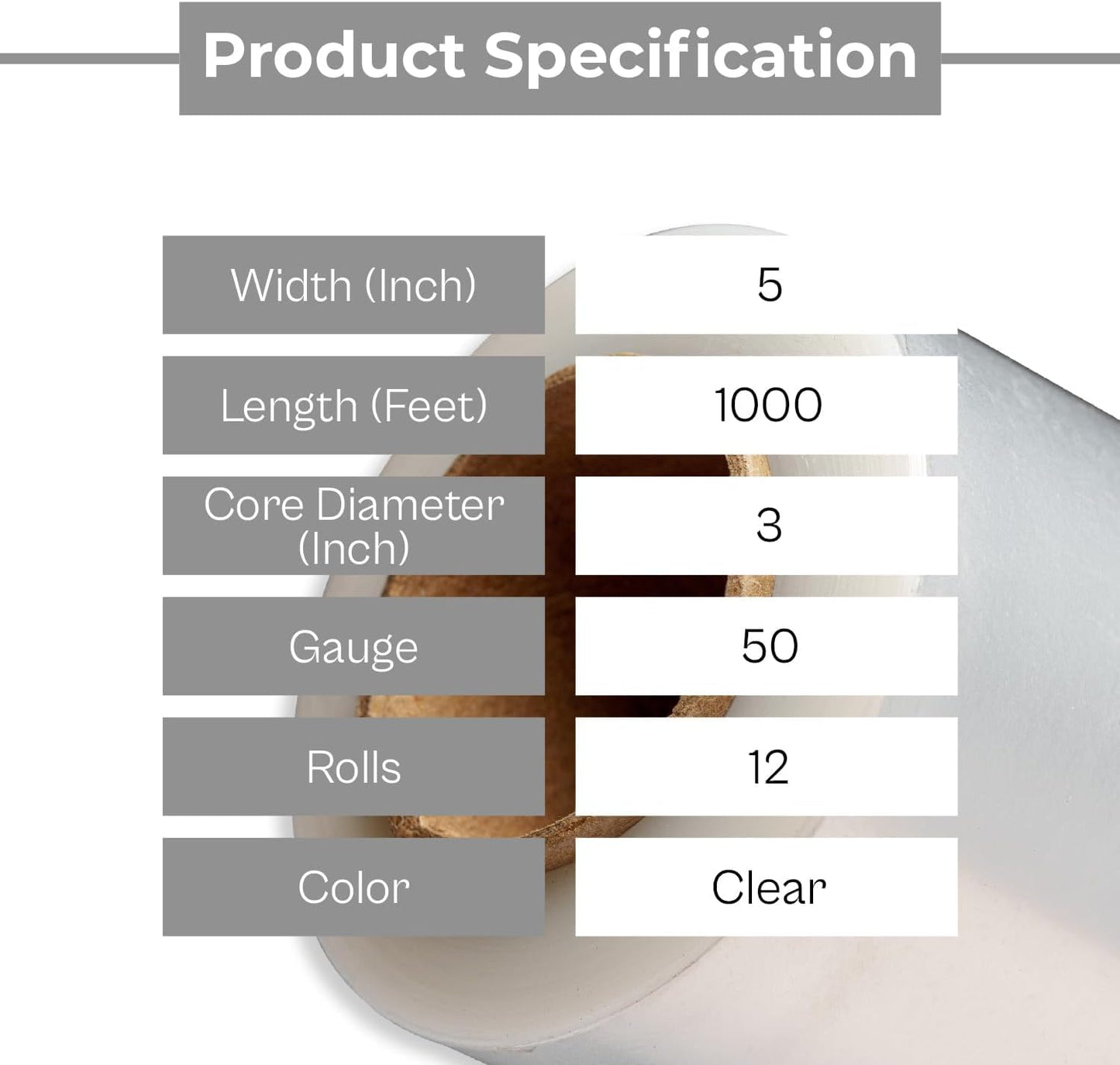 Mini Stretch Wrap for Packing with Handles, 12 Pack, 5 Inch x 1000 Feet, 50 Gauge, Durable Clear Plastic wrap for Moving, Packing wrap Plastic roll Also a Furniture Wrap