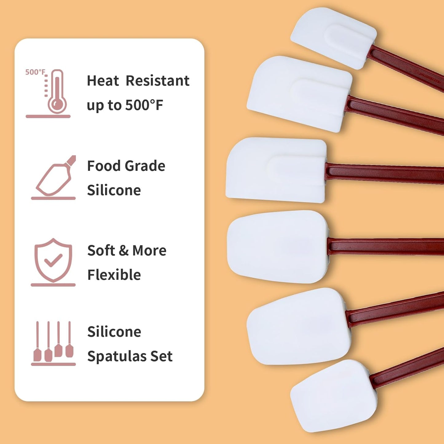 Silicone Spatulas Heat Resistant.Commercial Spatula for Cooking.Heavy Duty Rubber Spatulas.Silicone Spatula Set of 2 (10 inch)