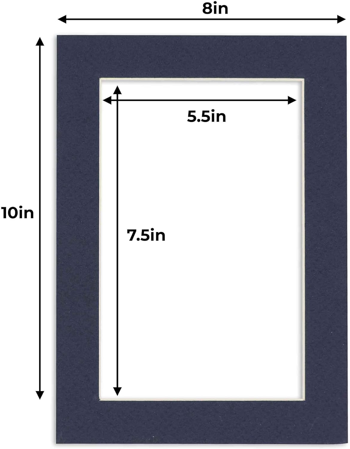 6x8 Mat for 8x10 Frame - Precut Mat Board Acid-Free Show Kit with Backing Board, and Clear Bags Navy 6x8 Photo Matte Made to Fit a 8x10 Picture Frame Matboard for Framing, Pack of 25 Mats