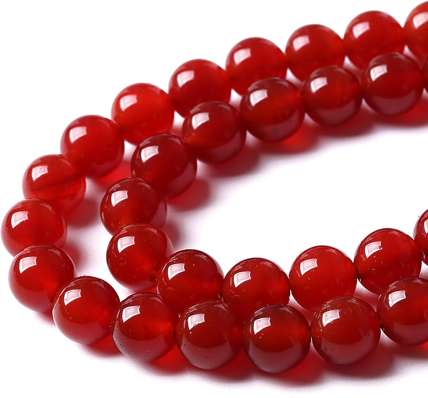 6MM 120pcs Semi-Precious Red Agate Beads Natural Stone Round Loose Beads for Jewelry Making DIY Bracelet Necklace 2 Strands 32"