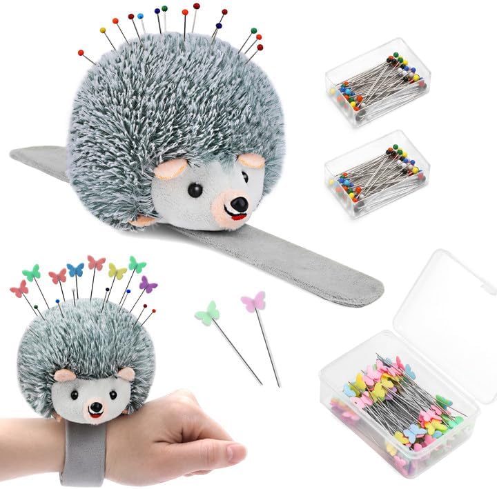 Wrist Pins Cushions for Sewing, 200PCS Sewing Pins, Cute Pin Cushion Wrist Pin Cushion with Elastic Strap, Sewing Products Colored for Handicrafts DIY Sewing