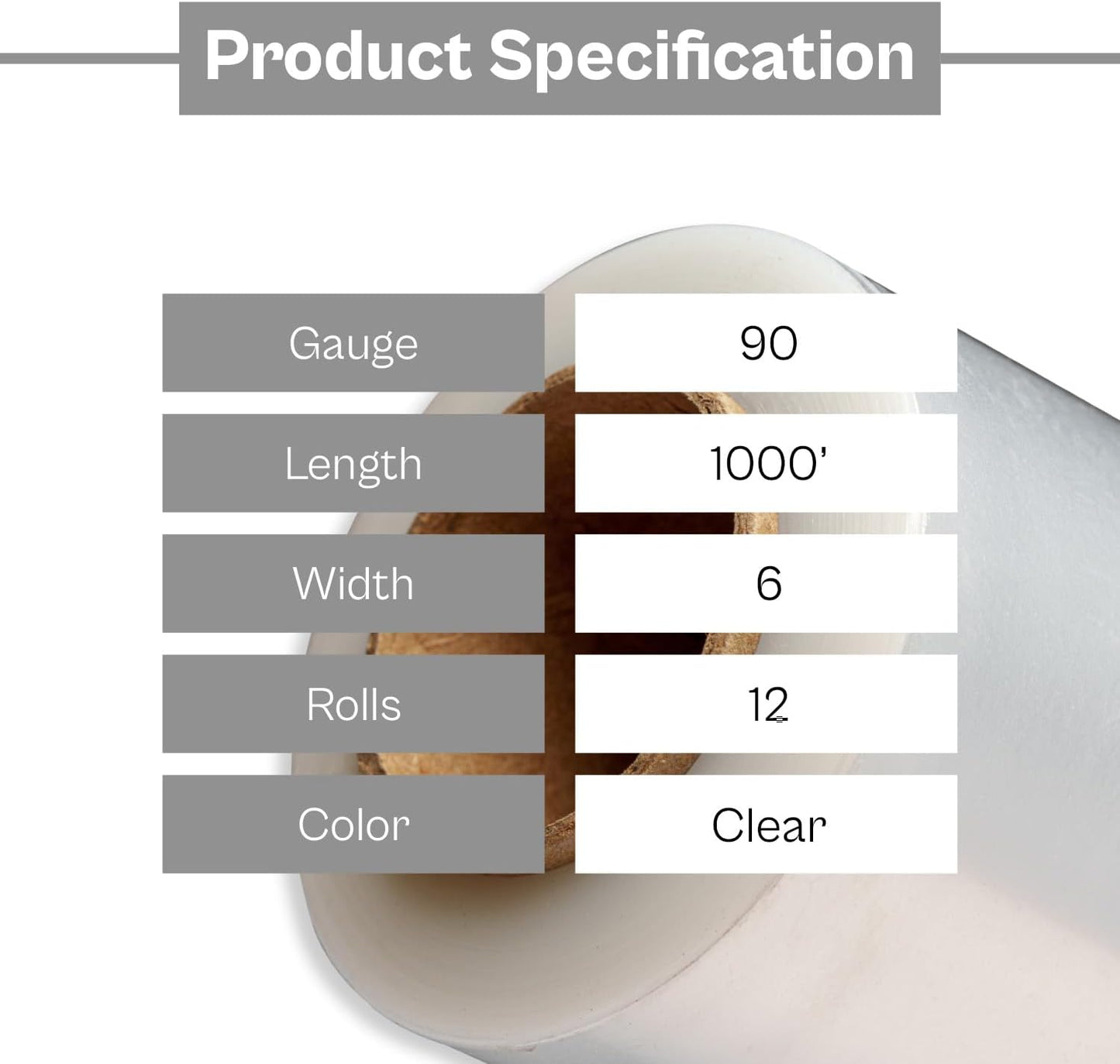 PSBM Mini Stretch Wrap with Handle, 12 Pack, 6 Inch x 1000 Feet, 90 Gauge, Clear, Small Plastic Cling Film for Pallets Moving Storing