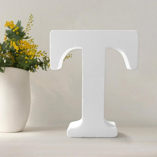 Wood Letters 4.3 Inch, White Unfinished Wood Letters for Graft, Wooden Letters for Wall Decor, Standing Letters for Bedroom, Home, Birthday, Party, DIY Graft (T)
