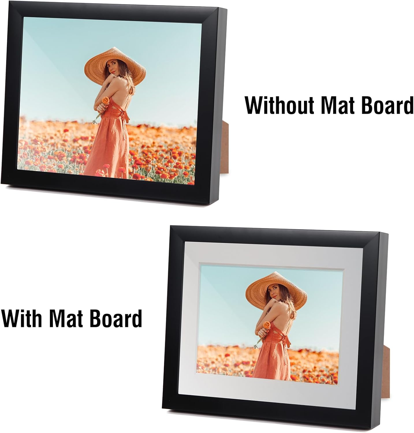 Falling in Art 5 Pack Acid Free 8x8'' White Picture Mats Board Show Kit for 4x4'' Photos, 4-Ply Beveled Pre-Cut Photo Mats with Backing Board for Frames, Artwork and Prints