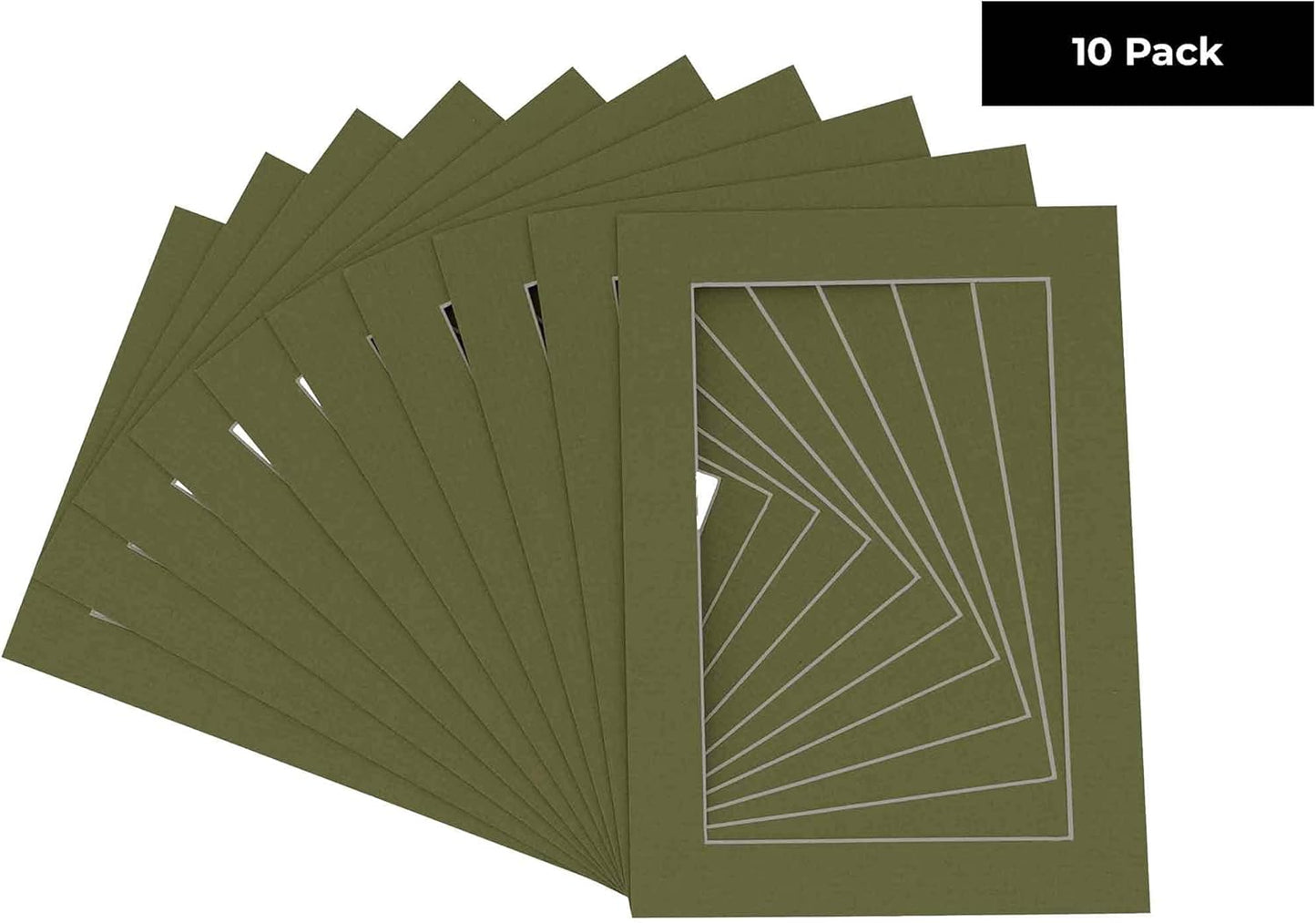 8x10 Mat for 6x8 Photo - Precut Dill Green Picture Matboard for Frames Measuring 8 x 10 Inches - Bevel Cut to Display Art 6 x 8 Inches - Acid Free Pack of 10 MATS with Backing Boards & Clear Bags