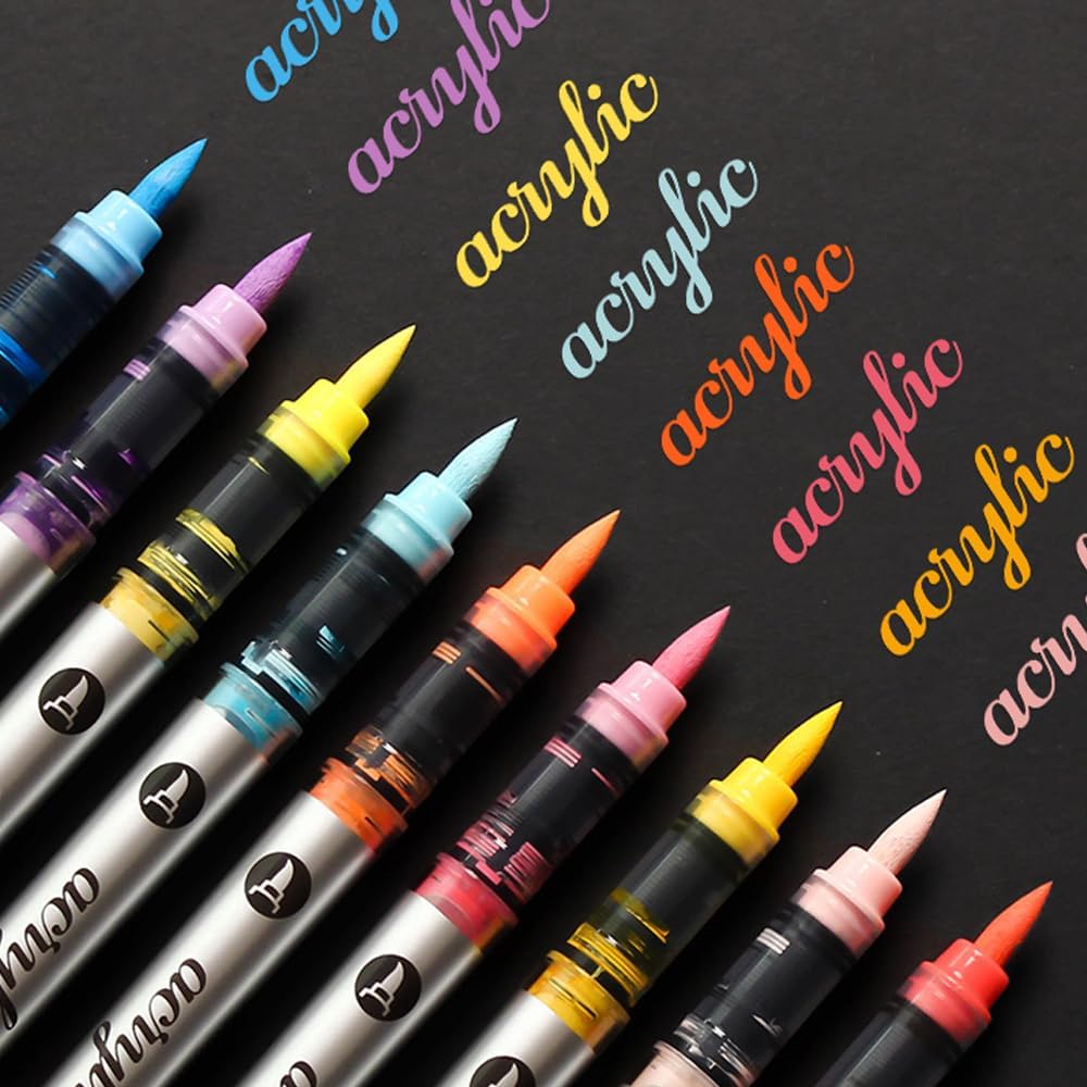 120 Colors Acrylic Paint Markers Set, Water Based Acrylic Paint Pens With Visual Ink Window,Soft Brush Tip Acrylic Markers for canvas, Egg, rock painting,Wood, Stone, Glass, Fabric and DIY Crafts Art