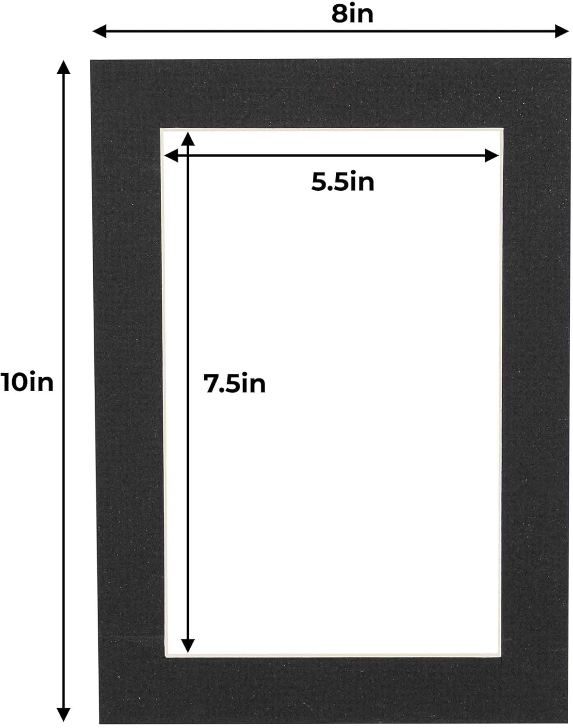 6x8 Mat for 8x10 Frame - Precut Mat Board Acid-Free Textured Black 6x8 Photo Matte for a 8x10 Picture Frame, Premium Matboard for Family Photos, Show Kits, Art, Picture Framing, Pack of 100 Mats