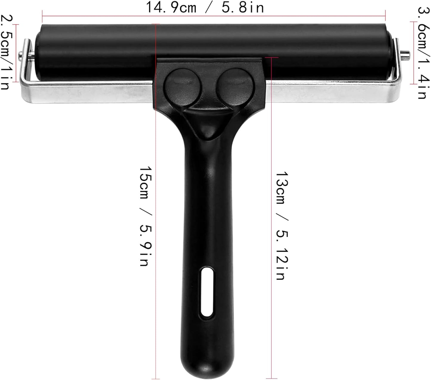 Printmaking Brayers，Rubber Roller, Brayer Ideal for Anti Skid Tape Construction Tools, Print, Ink and Stamping Tools,Crafting, Hard Rubber Roller Brayers, Vinyl Roller Ink Paint Brush (5.9in)