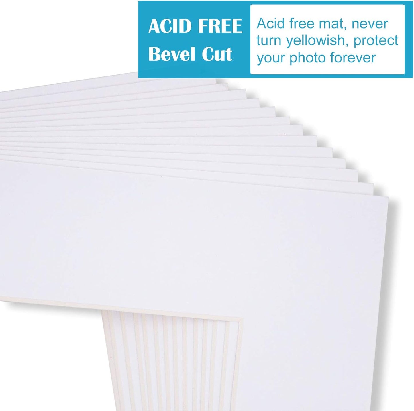 Egofine 11x14 White Picture Mats Pack of 14, Frame Mattes for 8x10 Pictures, Acid Free, 1.2mm Thickness, with Core Bevel Cut