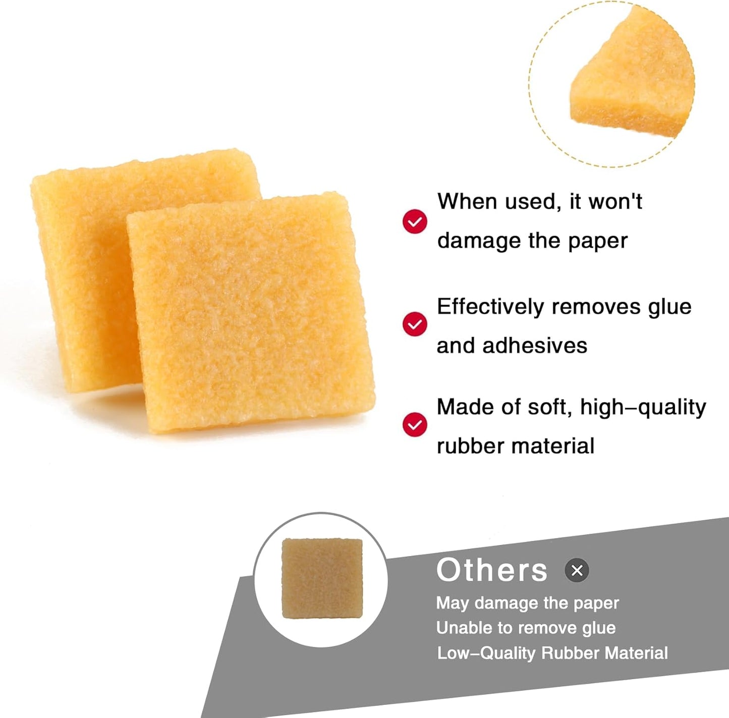 WHTCHSU 6 pcs Glue and Residue Eraser Rubber Cement Cleaner for Removing Adhesive and Residues from Paper Plastic and More