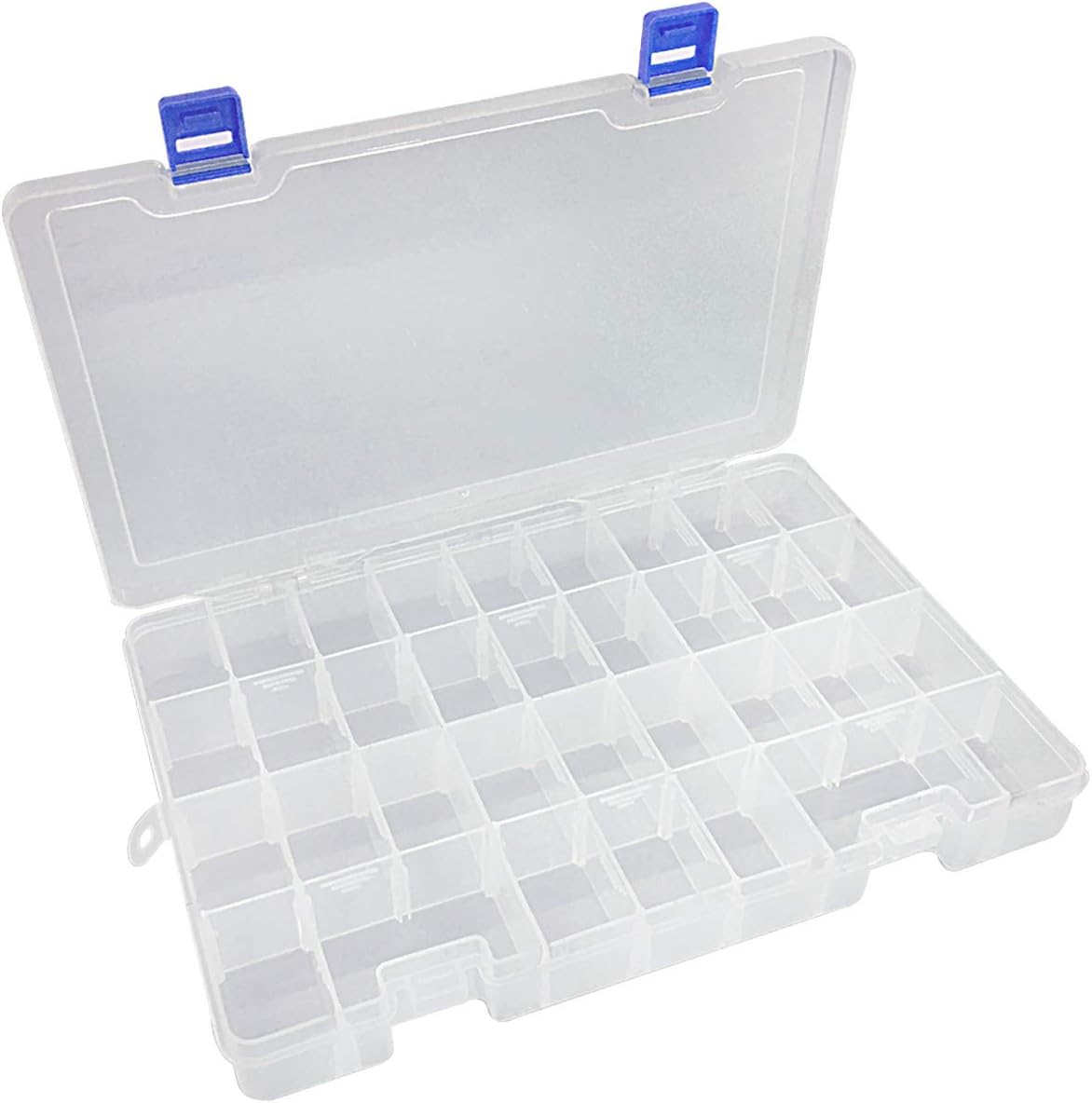 Qualsen Plastic Organizer Storage Box with Adjustable Dividers, Fishing Tackle Box and Bead Organizer Box for Jewelry, Beads, Earrings, Tools, Fishing Hooks, and Small Accessories（34 Grid x 2）