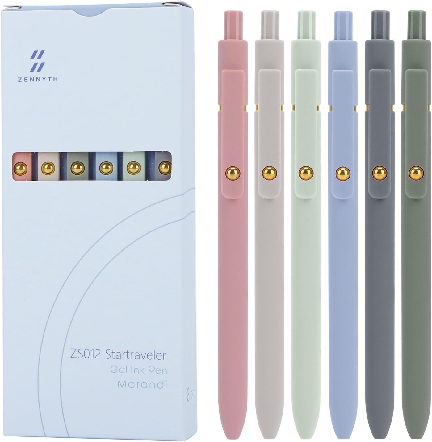 Ddaowanx Gel Pens, 0.5mm Fine Point Quick Dry Blue Ink Pens Retractable, Cute Colorful Barrel Smooth Writing Pen, Aesthetics Gifts for Women Men (6 Pcs-Blue Ink)