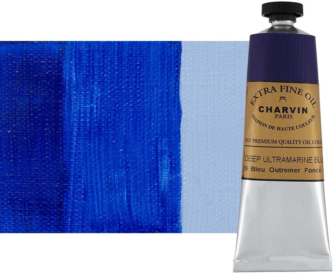 Charvin Extra Fine Oil Paint, Ultramarine Blue Deep 60 mL - Triple-Milled, Rich Texture, Poppy Oil-Based, Light-Fast, Handmade, Archival Quality