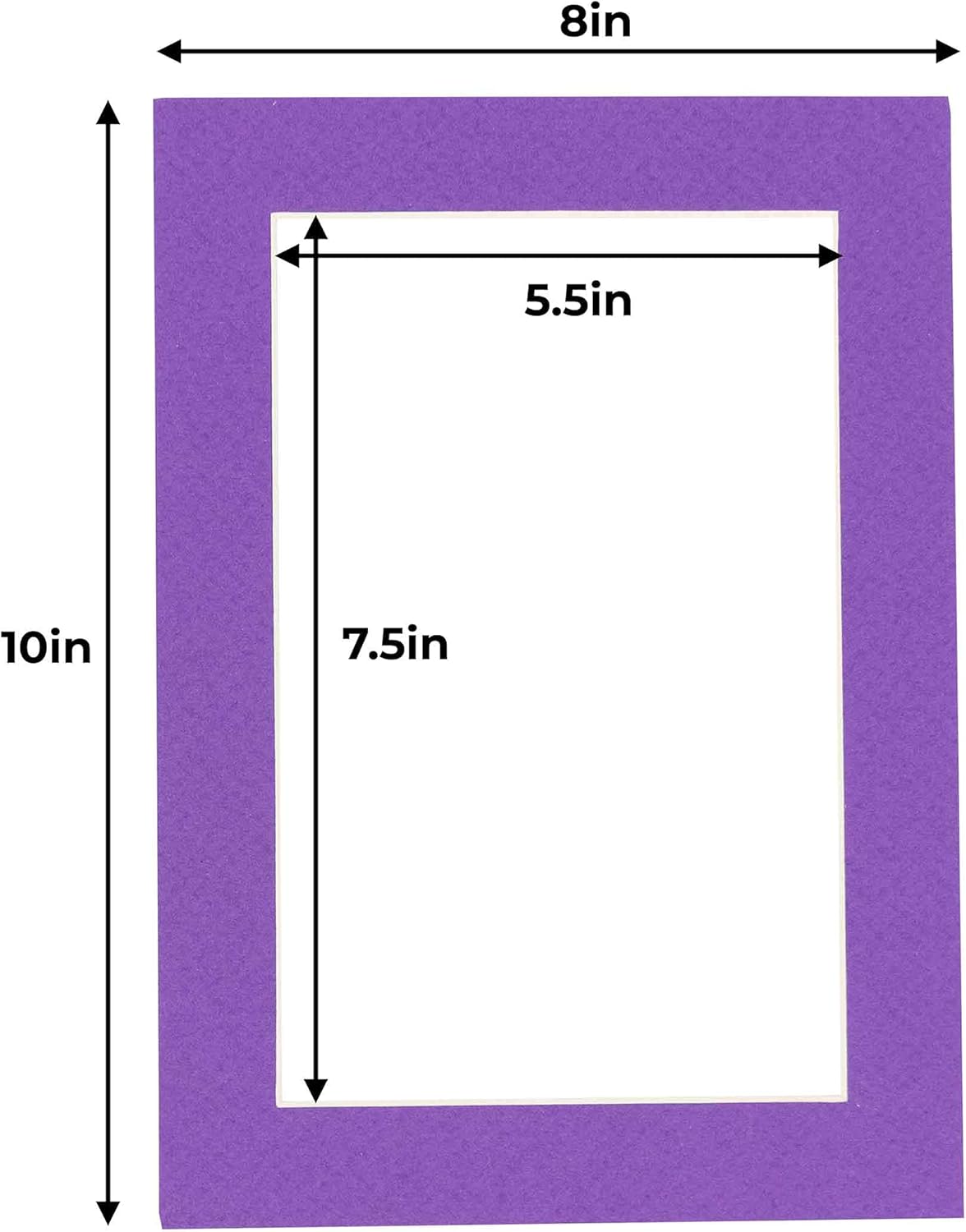 6x8 Mat for 8x10 Frame - Precut Mat Board Acid-Free Show Kit with Backing Board, and Clear Bags Purple 6x8 Photo Matte Made to Fit a 8x10 Picture Frame Matboard for Framing, Pack of 25 Mats