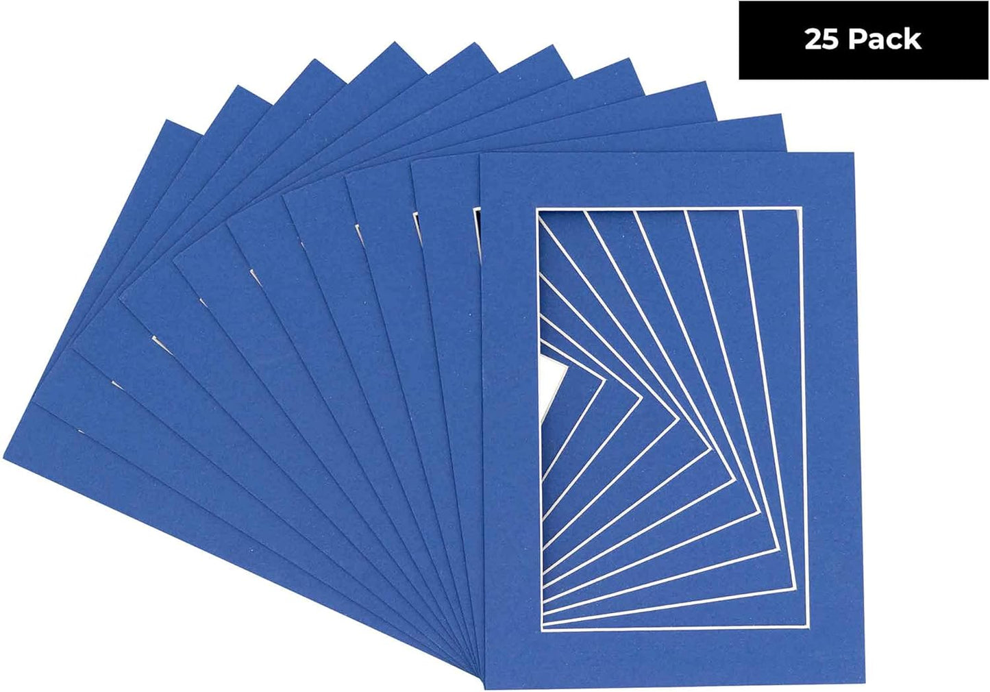 Pack of 25 Acid Free 8.5x11 Mats Bevel Cut for 7x9 Photos - Bottle Blue Precut Matboards For Pictures, Photos, Framing - 4-ply Thickness