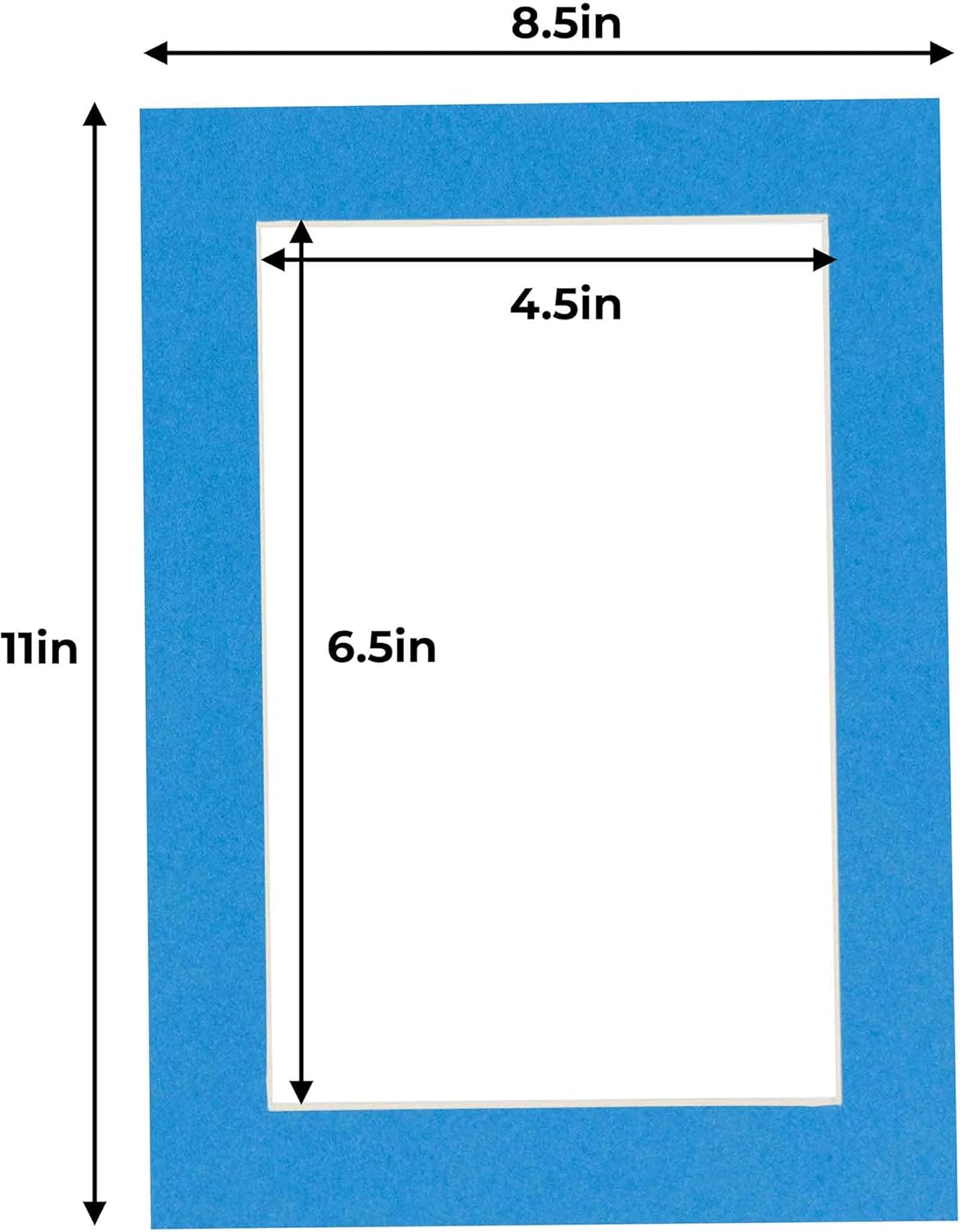 5x7 Mat for 8.5x11 Frame - Precut Mat Board Acid-Free Show Kit with Backing Board, and Clear Bags Bay Blue 5x7 Photo Matte Made to Fit a 8.5x11 Picture Frame Matboard for Framing, Pack of 25 Mats