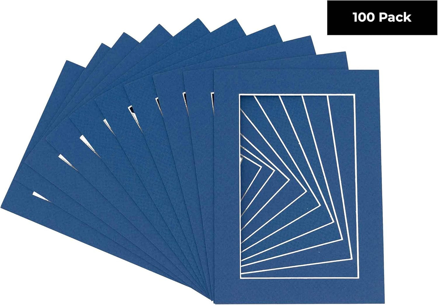 5x7 Mat for 8.5x11 Frame - Precut Mat Board Acid-Free Royal Blue 5x7 Photo Matte For a 8.5x11 Picture Frame, Premium Matboard for Family Photos, Show Kits, Art, Picture Framing, Pack of 100 Mats