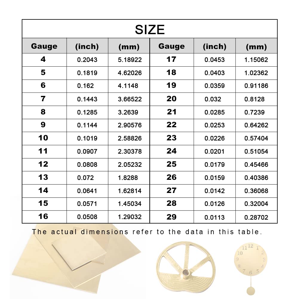 20 Gauge Brass Sheet，H62 Brass Plates Metal 0.031" Thickness x 3.9" Width x 3.9" Lenght, for Models, Crafts, Repairs, Electrical, 2Pcs