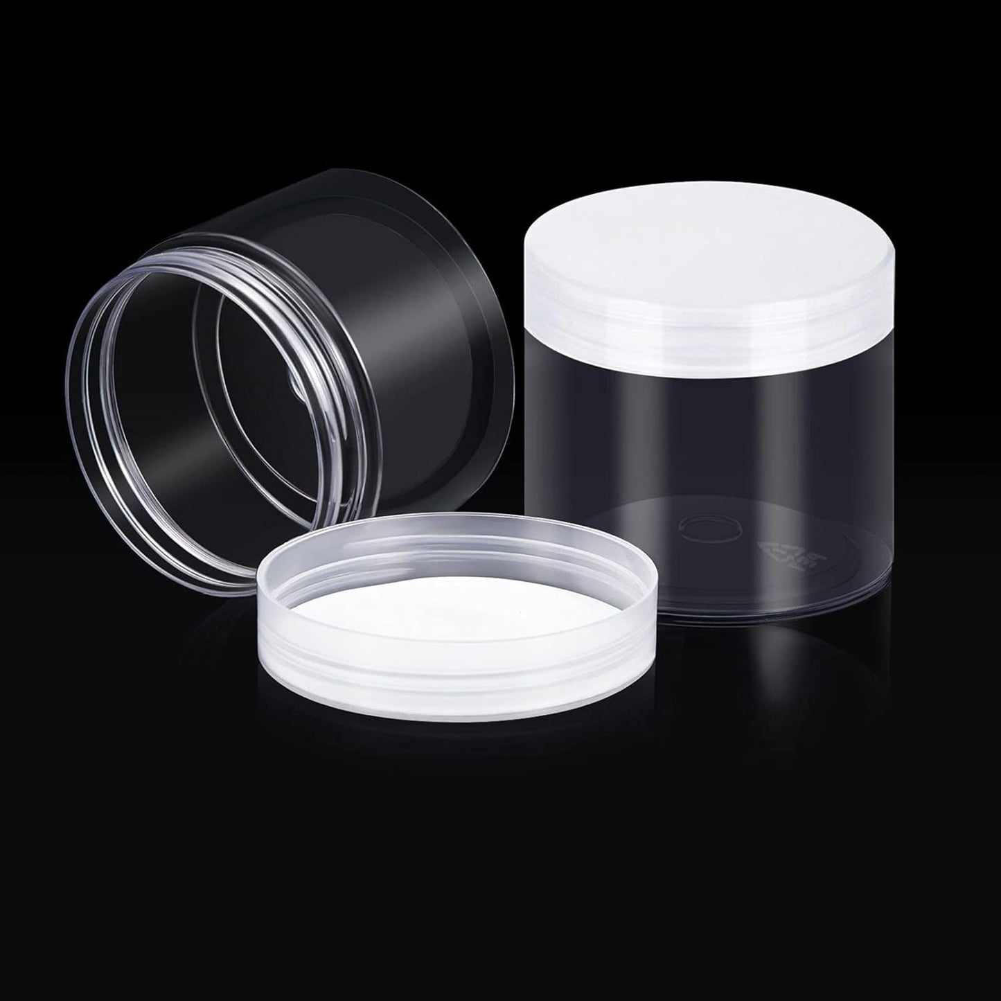 SATINIOR 12 Pack Plastic Container Jars with Lids Round Clear Travel Cosmetic Container Jars for Toiletries, Lotion, Cream, Ointments, Makeup, Rhinestone, Samples, Kitchen Storage (7 Ounce, Clear)