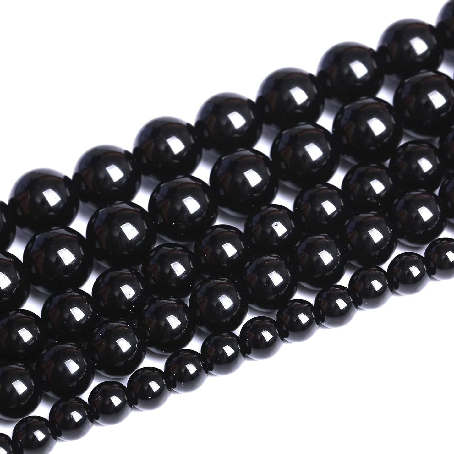 6mm 66pcs Natural Black Agates Onyx Stone Beads Smooth Round Loose Spacer Beads for Jewelry Making DIY Bracelets 15"