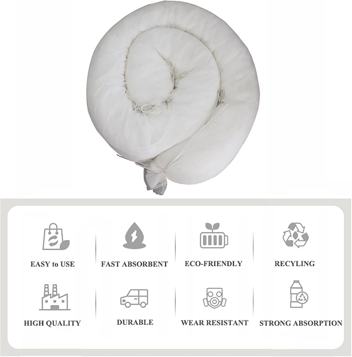 XIFENG Oil Absorbent Socks Oil Boom Soak up Oil Diesel Fuel Hydrocarbon Based Fluids, 6 Gallon (27L) Absorbency Per Sock, 5" Diameter 9.8' Length (12.7cm*3m) Clean Oil Spills(Size:Pack of 1)