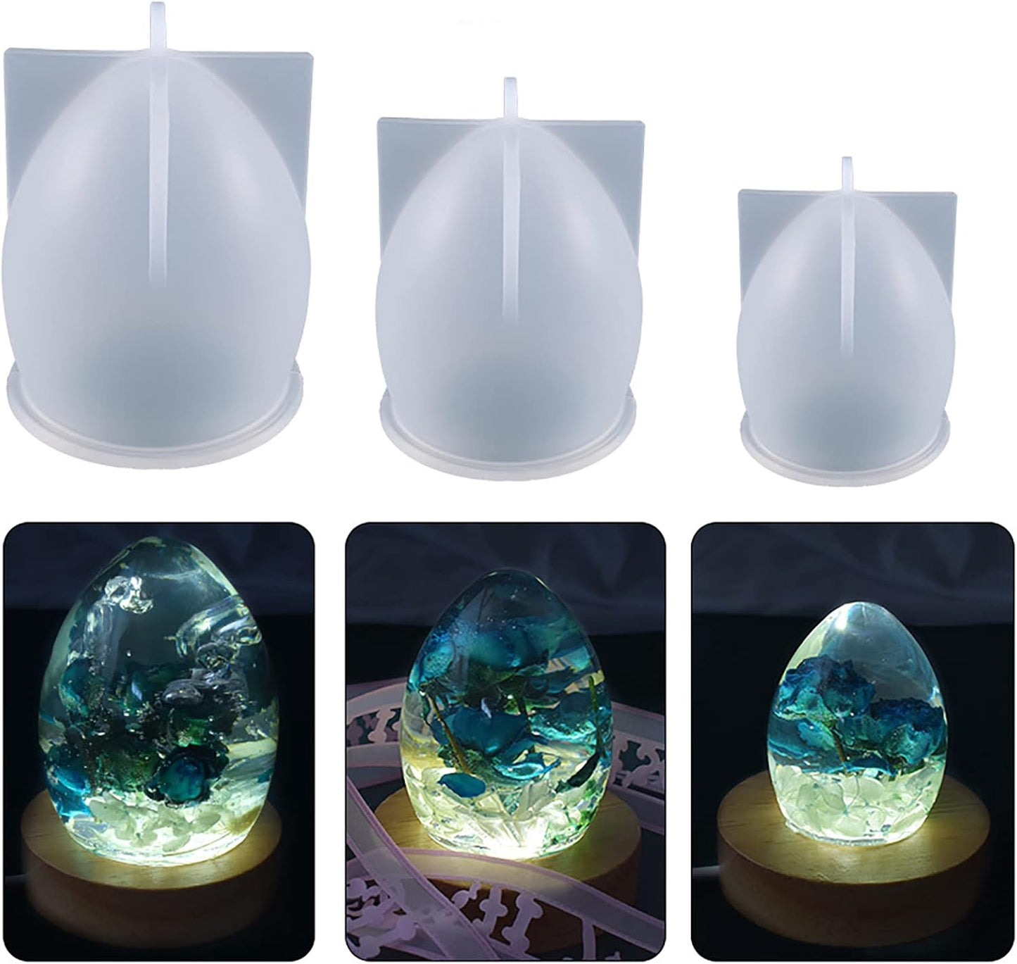 3 Pack Silicone Egg Cake & Candle Molds - Lava Dragon Egg Shapes - Clay & Resin Making Molds - Craft Supplies