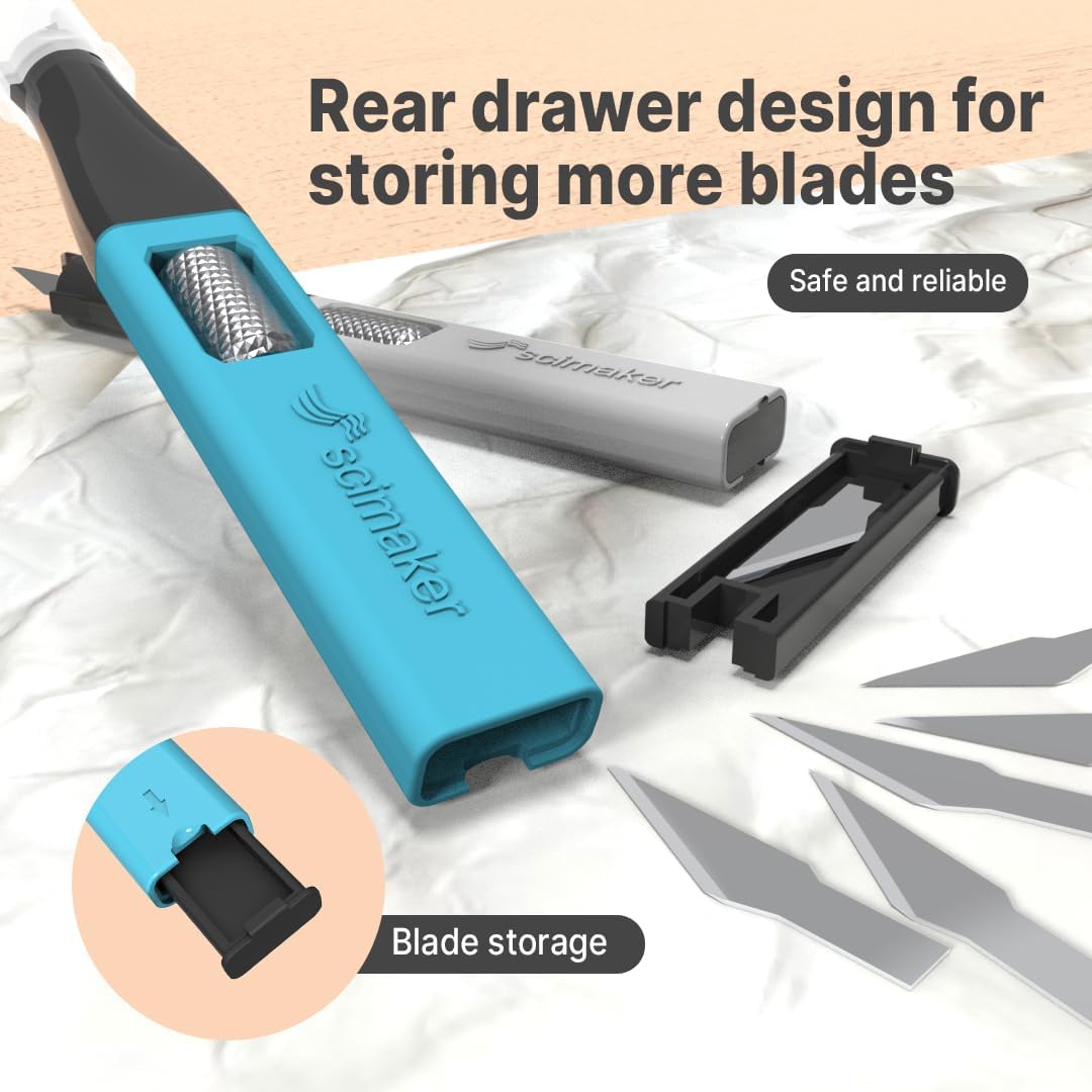 3 PCS Exacto Knife,Hidden Blade Design at The End,Comes with 5 Spare High Qualiry Carbon Steel Exacto Knife Blades. Craft Knife for Crafting, Arts,Modeling,Scrapbooking,Stencil,DIY Projects.Grey