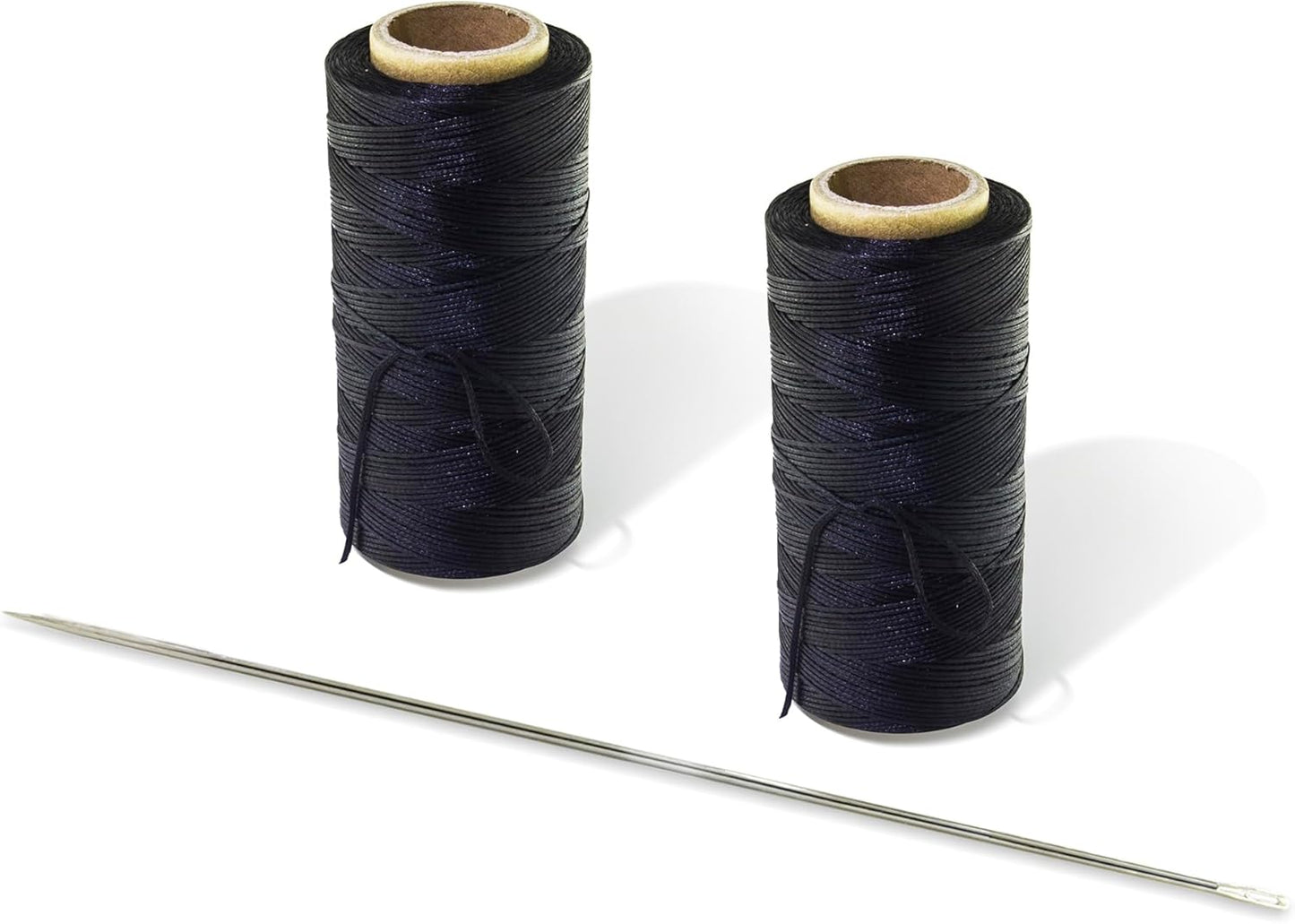 Marcobrothers 10 inch 2 pcs Professional Upholstery Large Eye Long Needle,Easy to Thread,with 1 roll 284 Yard 150D 1mm-Width Leather Sewing Waxed Thread, Silver Black(MJ01-FBA-A0215201-MAXX1MR)