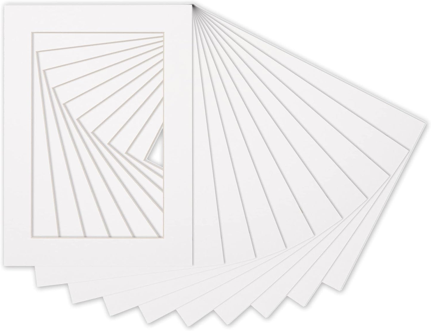 8x10 Mat Bevel Cut for 5.5x8.5 Photos - Acid Free White Precut Matboard with Backing Board and Crystal Clear, Self Seal Photo Mat Bag - for Pictures, Photos, Framing - 4-ply Thickness