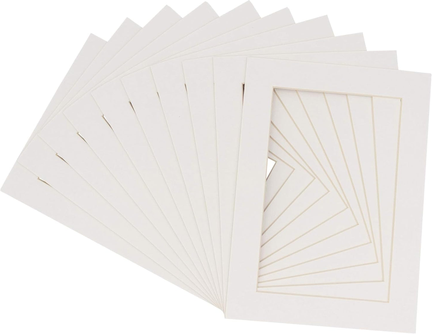 Pack of TEN 8x10 Mats Bevel Cut for 5x8 Photos - Acid Free Textured White Precut Matboards For Pictures, Photos, Framing - 4-ply Thickness