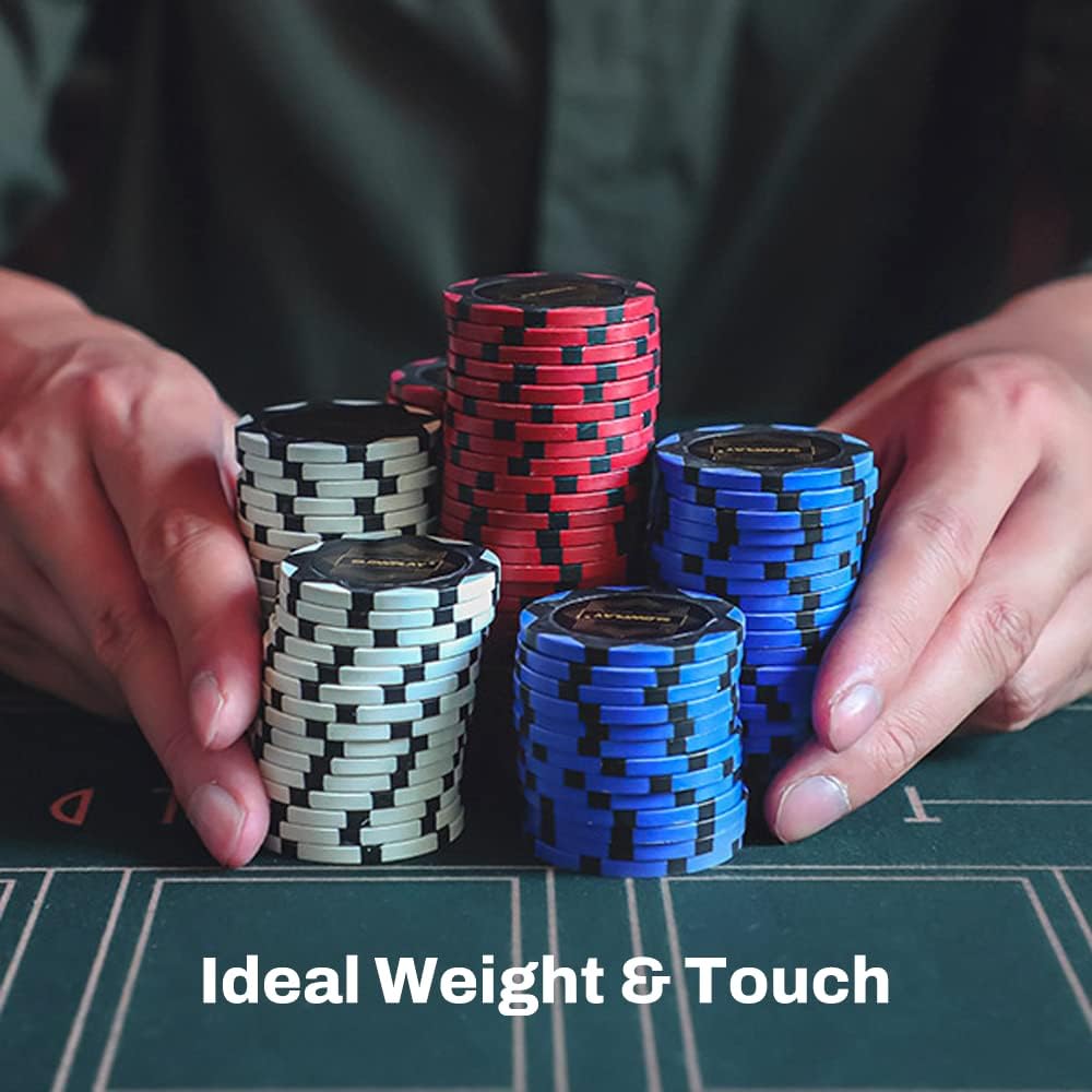 SLOWPLAY Nash Clay Poker Chips, 14 Grams Heavyweight Clay Composite, 40mm Large Chips in Bulk, Pack of 50 with Denomination of 500