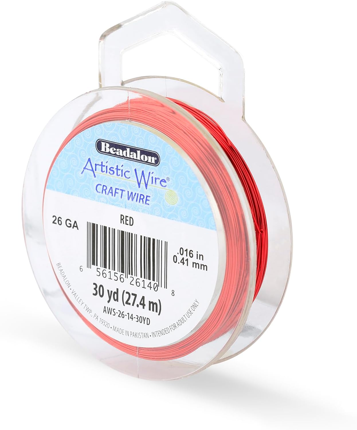Artistic Wire, 26 Gauge Tarnish Resistant Colored Copper Craft Wire, Red, 30 yd