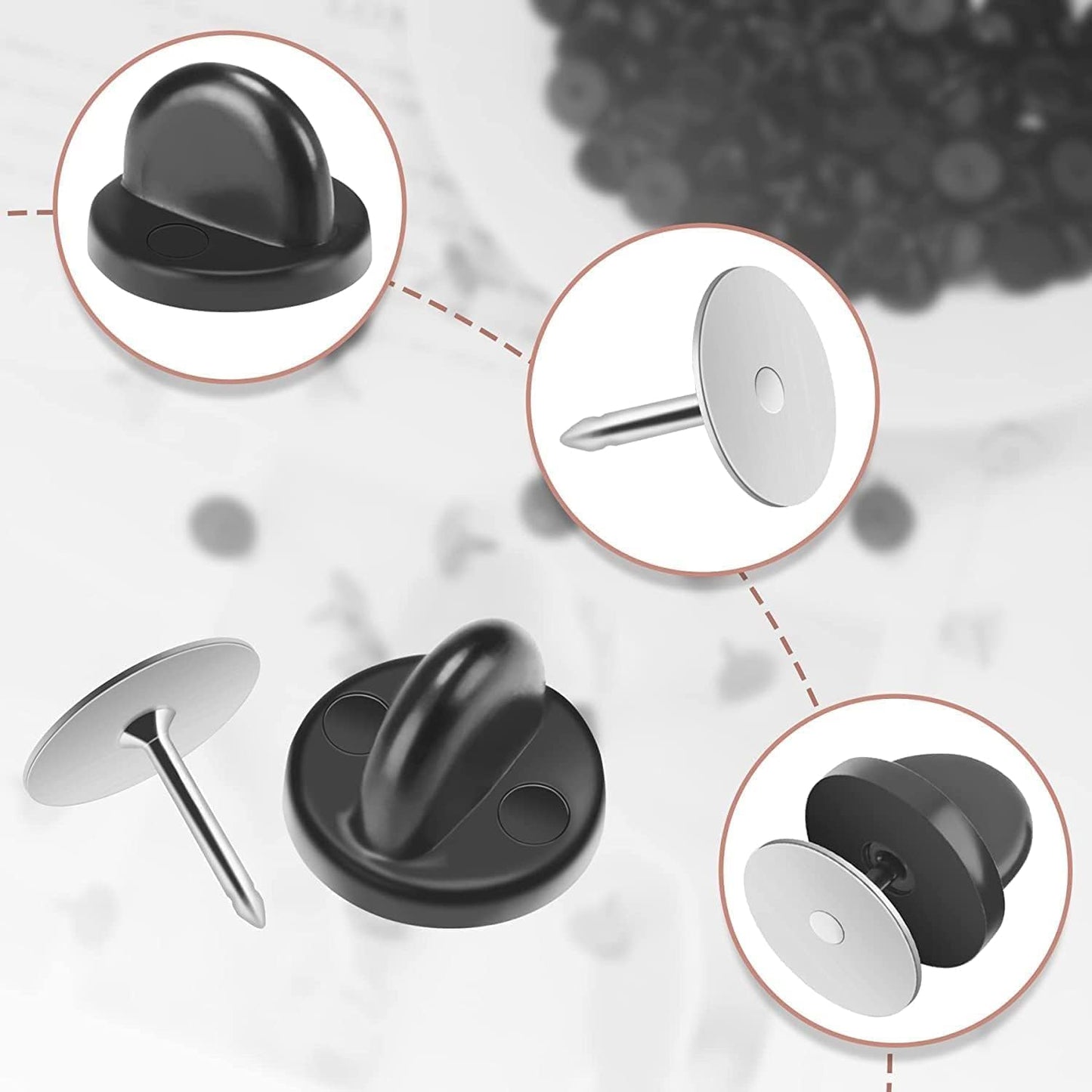 240 Pairs Rubber Blank Pin Backs Butterfly Clutch Backings Holder Tie Tacks Keepers Replacement with 9mm Length 10mm Width Lapel Enamel Pins for Craft Making