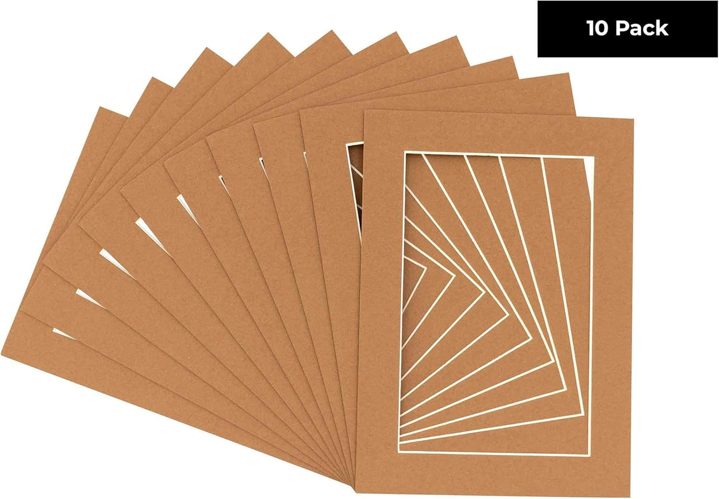 6x8 Mat for 8x10 Frame - Precut Mat Board Acid-Free Brown 6x8 Photo Matte Made to Fit a 8x10 Picture Frame, Premium Matboard for Family Photos, Show Kits, Art, Picture Framing, Pack of 10 Mats
