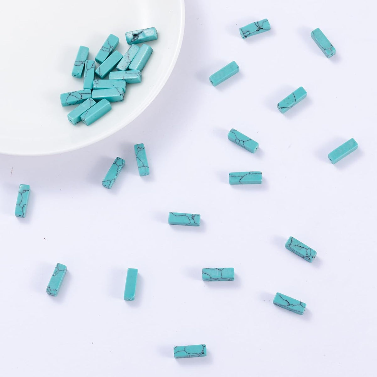 Natural Blue Turquoise Rectangle Tube Beads 4x13mm 38cm/str Loose Semi Gemstone Stone Beads for Making Bracelets Necklace Earrings