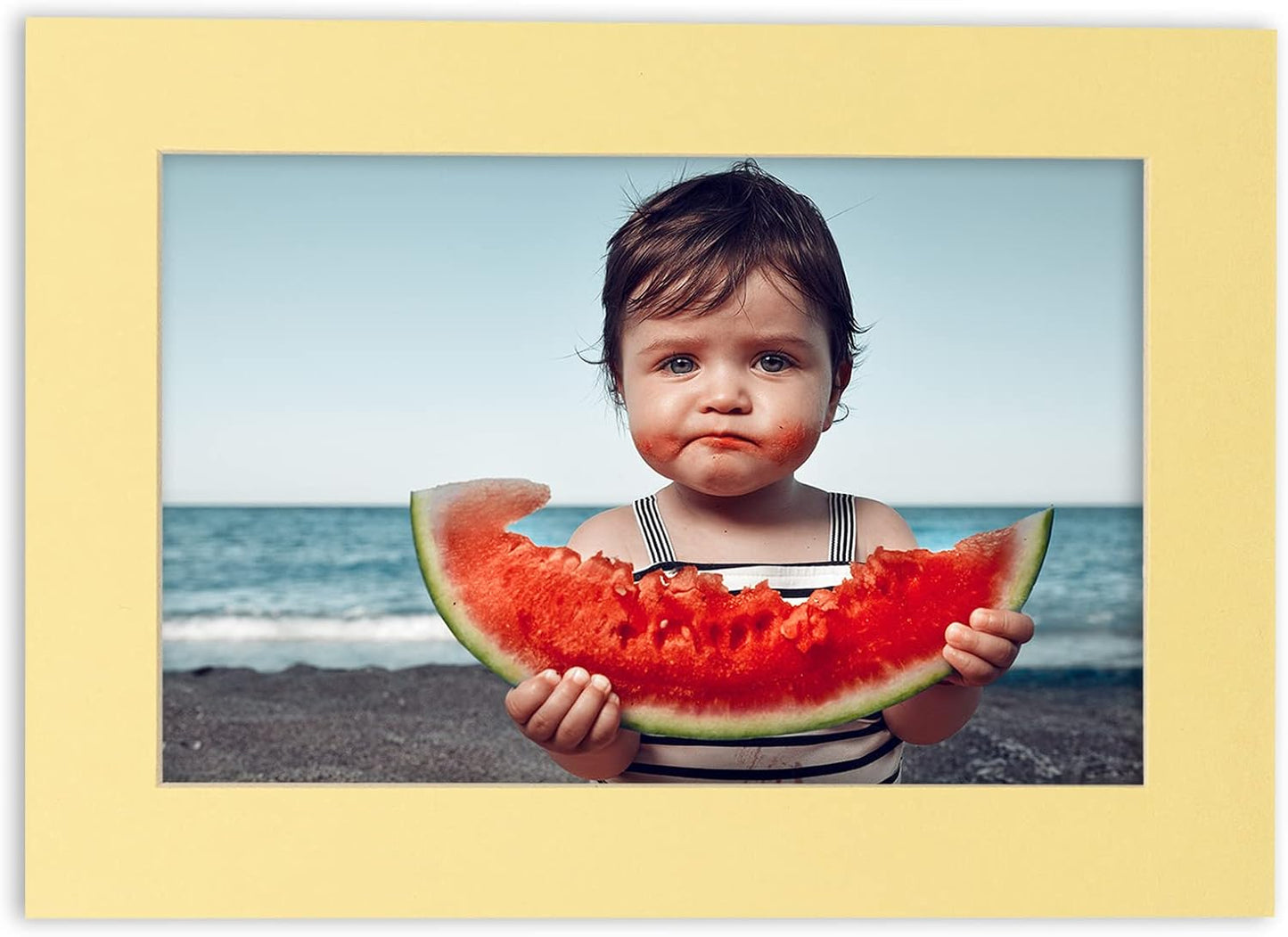 5x7 Mat for 8.5x11 Frame - Precut Mat Board Acid-Free Soft Yellow 5x7 Photo Matte For a 8.5x11 Picture Frame, Premium Matboard for Family Photos, Show Kits, Art, Picture Framing, Pack of 100 Mats